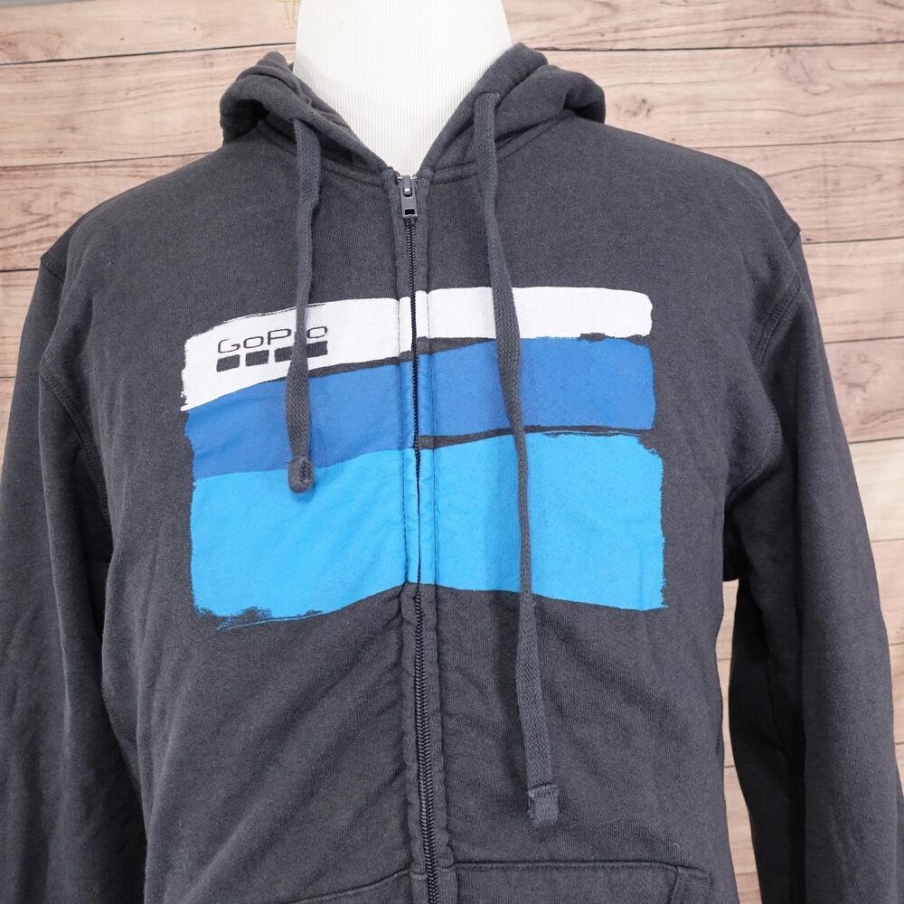 GoPro Hoodie Mens Large Full Zip Sweatshirt Made USA Graphic Pullover